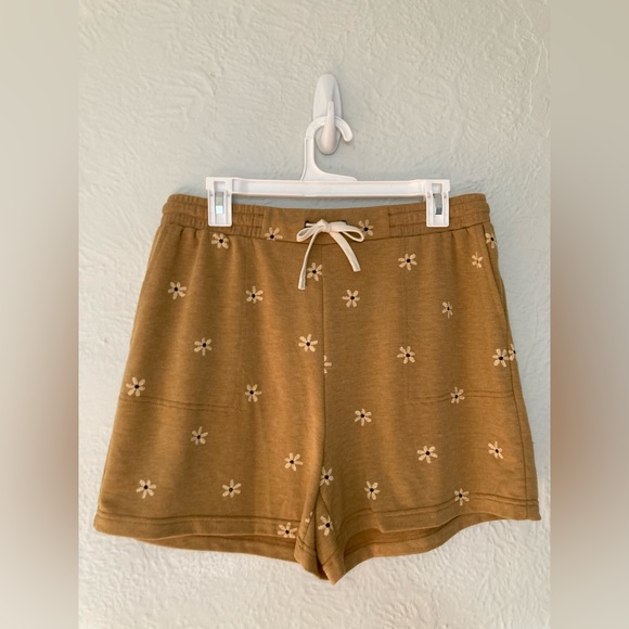 Jane and Delancey Pants - Jane & Delancey Mustard-Yellow Embroidered Shorts